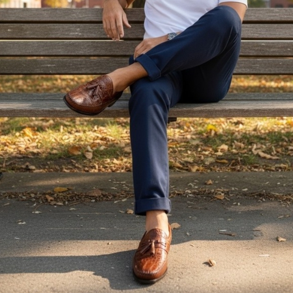 Brass Boot Mens Leather Tassle Loafers Shoes Brown Handmade Spain Size Mens 11